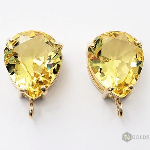 Yellow Topaz Teardrop Earrings: 14K Gold Plated Dangles
