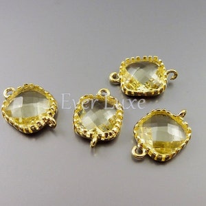 2 lemon yellow faceted square glass connectors, glass beads stones, jewelry / jewellery supplies 5055G-LM image 2