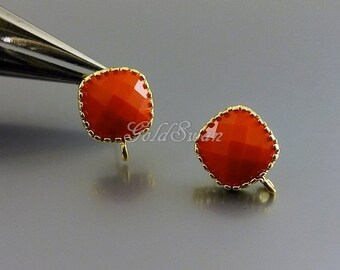 Boucles D'oreilles Clips (non Percées) En Verre Rouge - Modèle 1083 - Occasion En état Neuf (selon Vendeur)