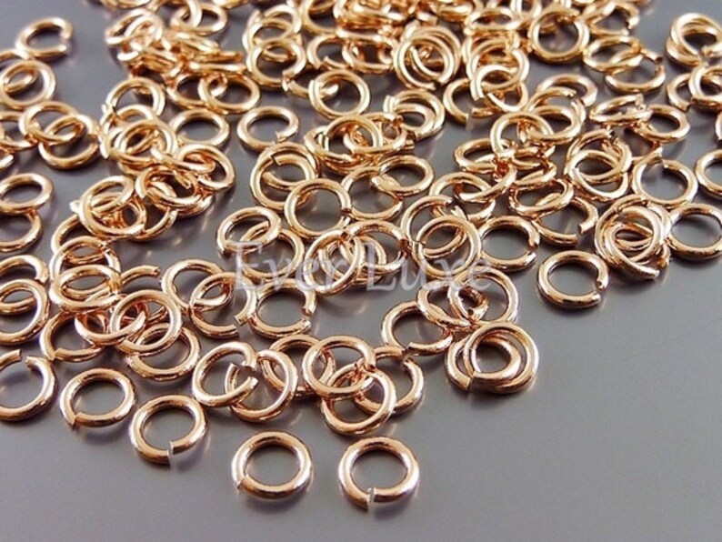 10 grams (approx. 200 pieces) shiny rose gold plated strong jump rings, jumprings, jewelry jump rings B005BRG-205 