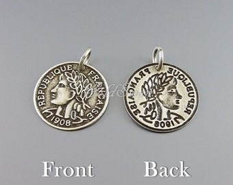 Altsilber Münzen-Anhänger: Vintage-Stil Medaillon Anhänger (18 mm, 4 Stück)