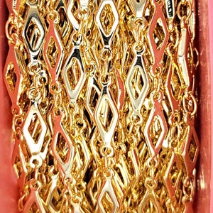 1-Foot Dazzling Design Shiny Gold Fancy Diamond Link Chain Elevate Your Creations with High-Quality Metal Chain Supplies, Design B114-BG image 2