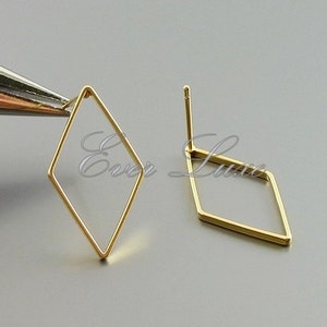 4 pieces / 2 pairs 24mm diamond shape post earrings, stud earrings, geometric jewelry, earrings 1067-MG-24