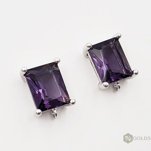 2 pcs / 1 pair purple amethyst glass crystal stone earrings, easy DIY crystal earrings, jewelry supplies E5164R-AM
