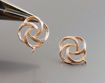 Matte Rose Gold Flower Earrings: Brass Earring Charms (1 Pair)