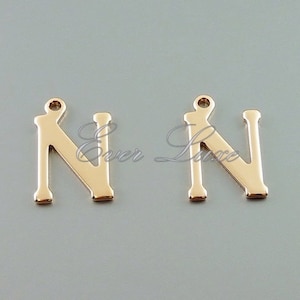 4 rose gold initial N pendants for personalized layering necklace, pendant necklace, monogram letters 1907-BRG-N
