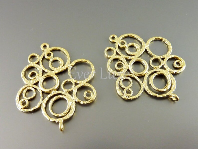 2 Bubble Jewelry Connectors Matte Gold Brass Jewelry Etsy