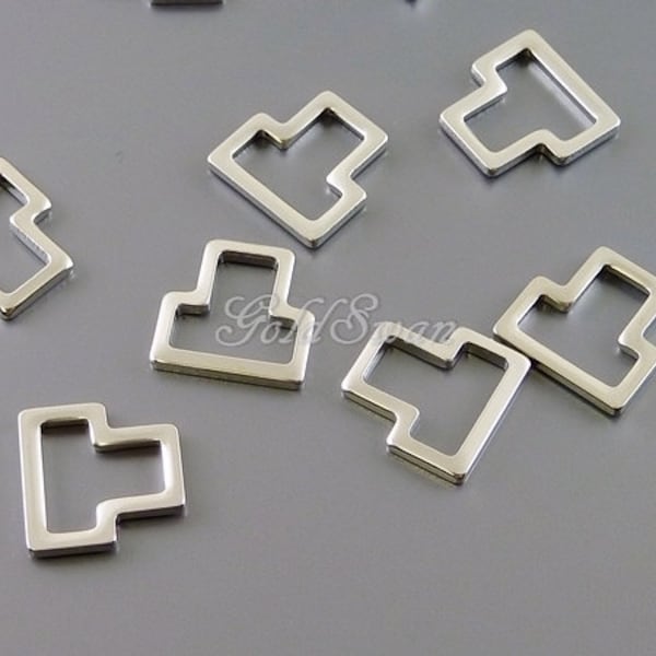 4 unique dainty T shape jewelry charms in matte rhodium silver, block minimalist jewelry pendants 2032-MR