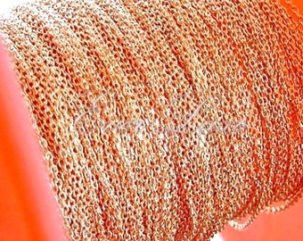 1 Meter of Best-Selling 1.3mm x 0.9mm Delicate Cable Chain - Thin, Dainty, and Simple Rose Gold Chain, Elegant Jewelry Creations  B006-BRG