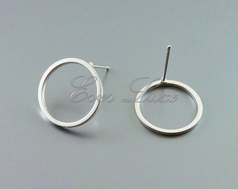 Choose Color & Finish 4 pcs / 2 pairs round 15mm simple circle stud earrings, round hoop earrings, earring making 1071