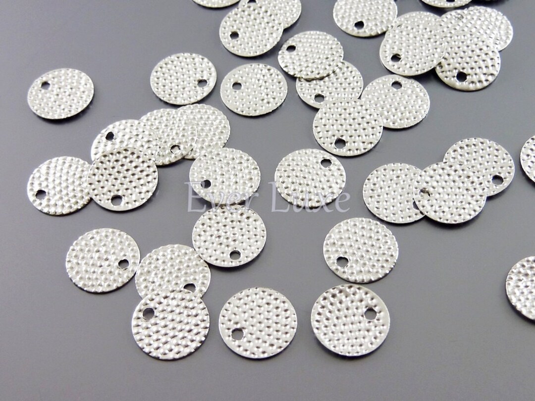 10 Flat Thin Textured 8mm Round Disc Circle Charms / Tabs Disc - Etsy