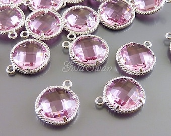 2 roze glazen hanger sieraden bevindingen / glas steen kralen voor oorbellen & ketting 5128R-PK