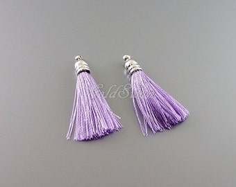4  light purple lavender color 30mm tassel pendants, cotton tassels with ring 2041R-LA-30