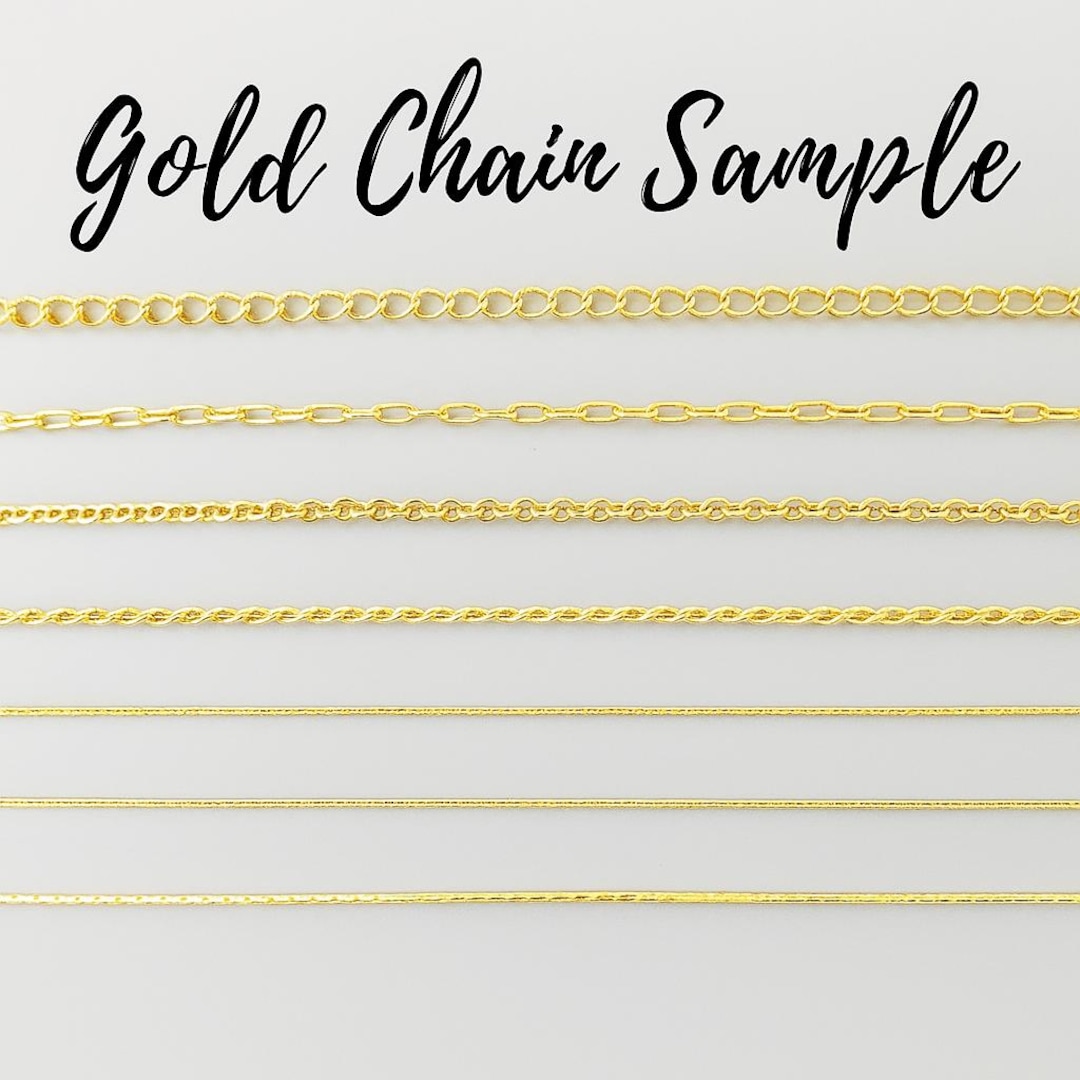 Sample Chain Sets Gold Chain Sample Set. 0.5mm Each, 7-dainty & Minimalist Chain Styles ...