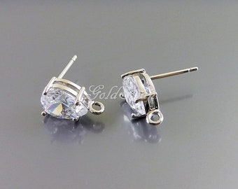 2 pezzi / 1 paio orecchini di cristallo CZ a forma di lacrima, orecchini da damigella d'onore Cubic Zirconia 5161R-CL