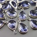2 Light purple tanzanite glass stone pendants with silver rope rim, glass pendants 5054R-LT