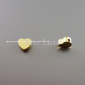 Shiny Gold Heart Beads: 7mm Brass Charm Spacers (4 pc) image 2