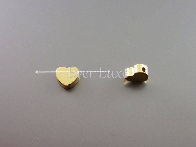 Shiny Gold Heart Beads: 7mm Brass Charm Spacers (4 pc) image 2