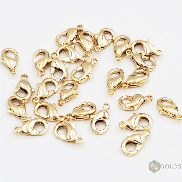 10 pcs Best selling item / Small 18k gold lobster claw brass clasps, lobster clasps, brass claps, jewelry clasps B002-BG-SM