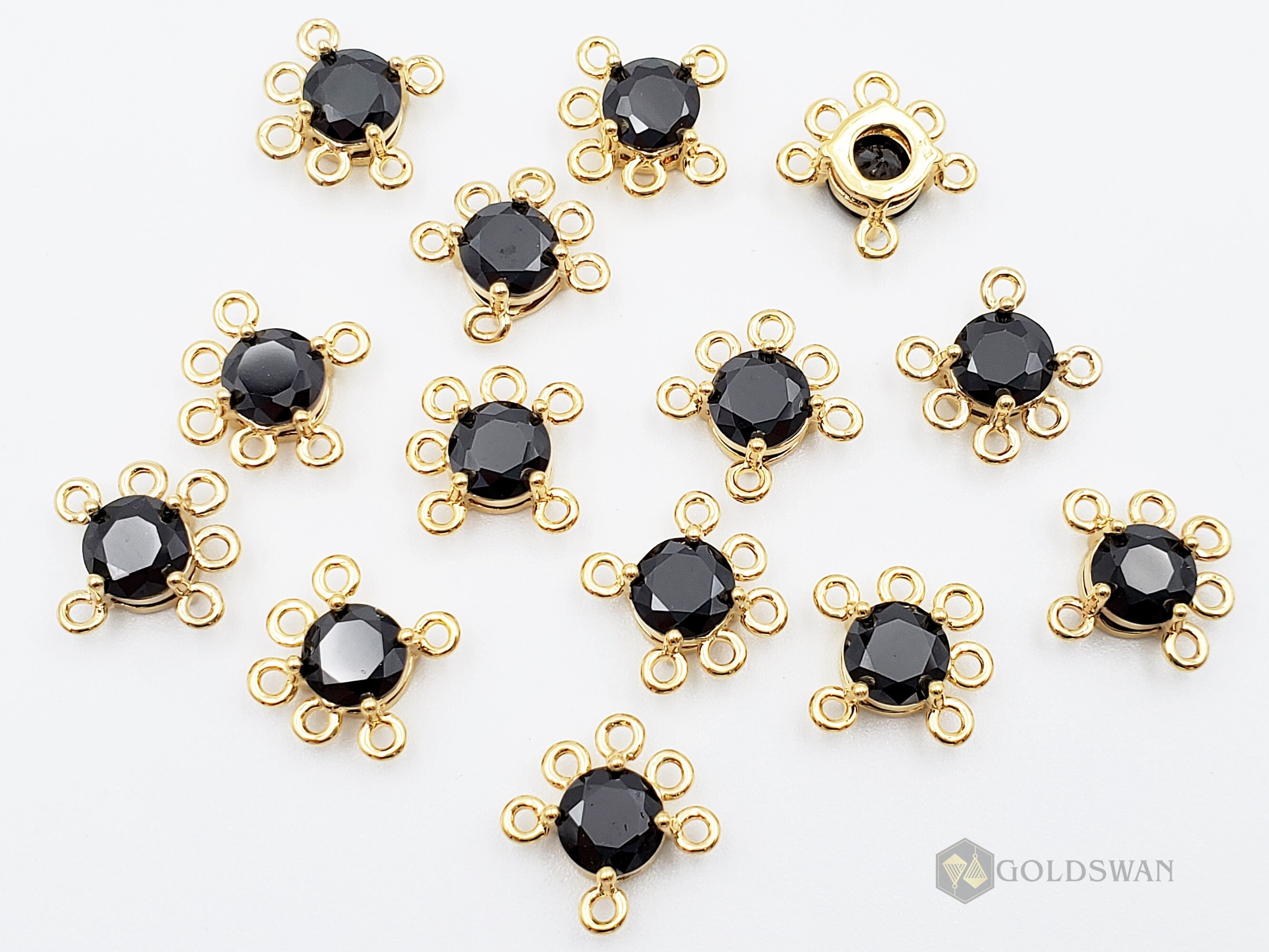 2 Small Opaque Black Round Zircon Cubic Zirconia CZ With