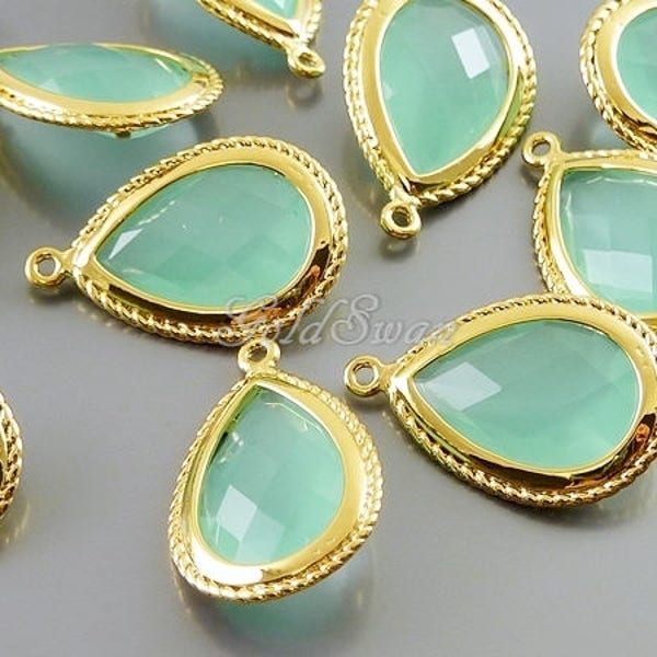 2 pcs bestseller mint green faceted glass stones, DIY jewelry for weddings, proms, parties 5157G-MI