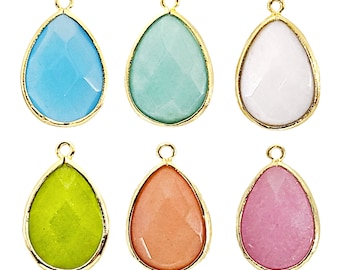 6pcs Light Blue Jade, Ocean Blue, White Jade, Peridot, Pink jade cotton candy-colored stone pendants crafts, and jewelry 5069G-72