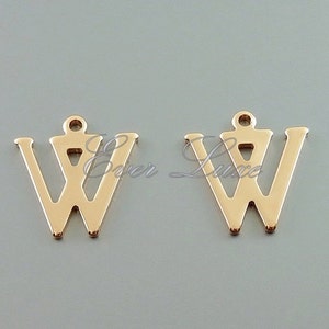 4 pcs of rose gold W initial pendants, perfect for scrapbooking, jewelry making, personalized gifts 1907-BRG-W