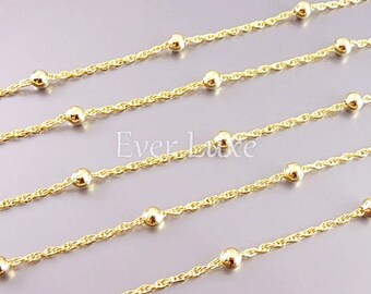 1 meter genuine gold plated best quality double-linked 3mm satellite chains expertly crafted with beaded brass metal B077-BG