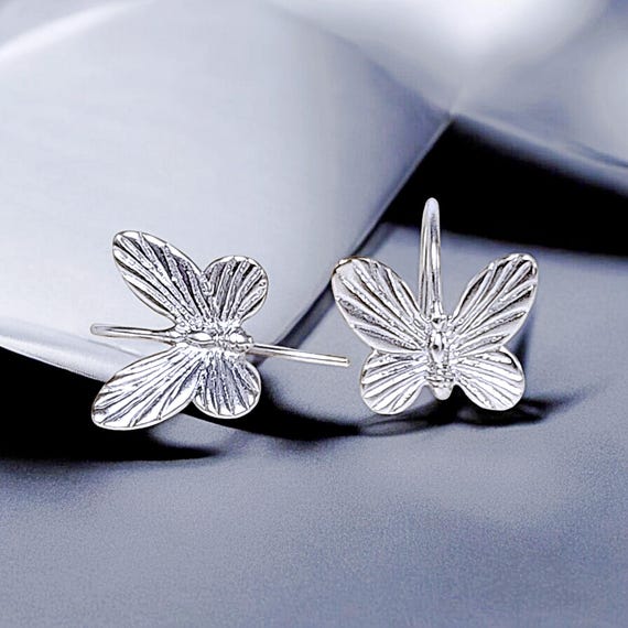 Matte Rhodium Butterfly Hook Earrings: Brass Earring Findings