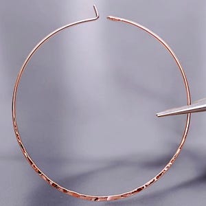 Rose Gold Hammered Hoop Earrings: Bohemian Brass Hoops (60mm, 2 Pairs)