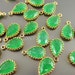 2 palace green crackle glass 12mm teardrop charms, glass beads for jewelry 5049G-CPG-12