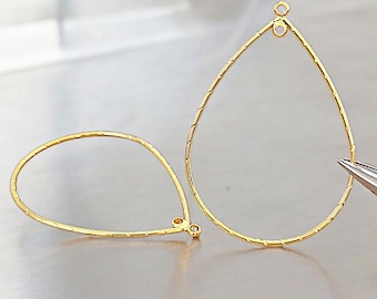 Conectores de lágrima de oro de 14 quilates: suministros brillantes para hacer joyas (50 mm x 34 mm, 4 piezas)