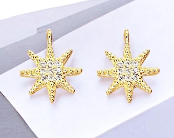 Gouden Starburst CZ-bedelhanger: 14K vergulde sieradenbenodigdheden