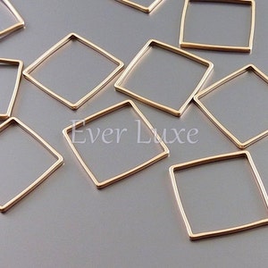 4 MATTE rose gold plated brass metal 15mm square charms for jewelry, crafts 1447-MRG-15