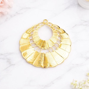 39mm Shiny Gold or Rhodium Filigree Pendants Jewelry Making Supplies, 2 or 10 pcs Bulk