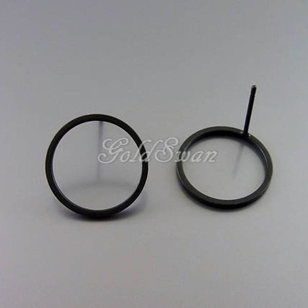 40% SALE Choose size 4 pcs /2 pairs simple round open circle stud earrings, round hoop 1071-BL