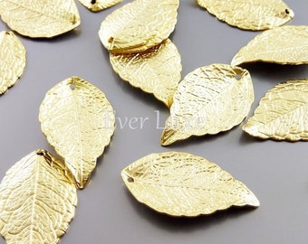 4 Matte gold single leaf charms, gold jewelry charms pendants, necklace bracelet pendants, craft supplies 1957-MG