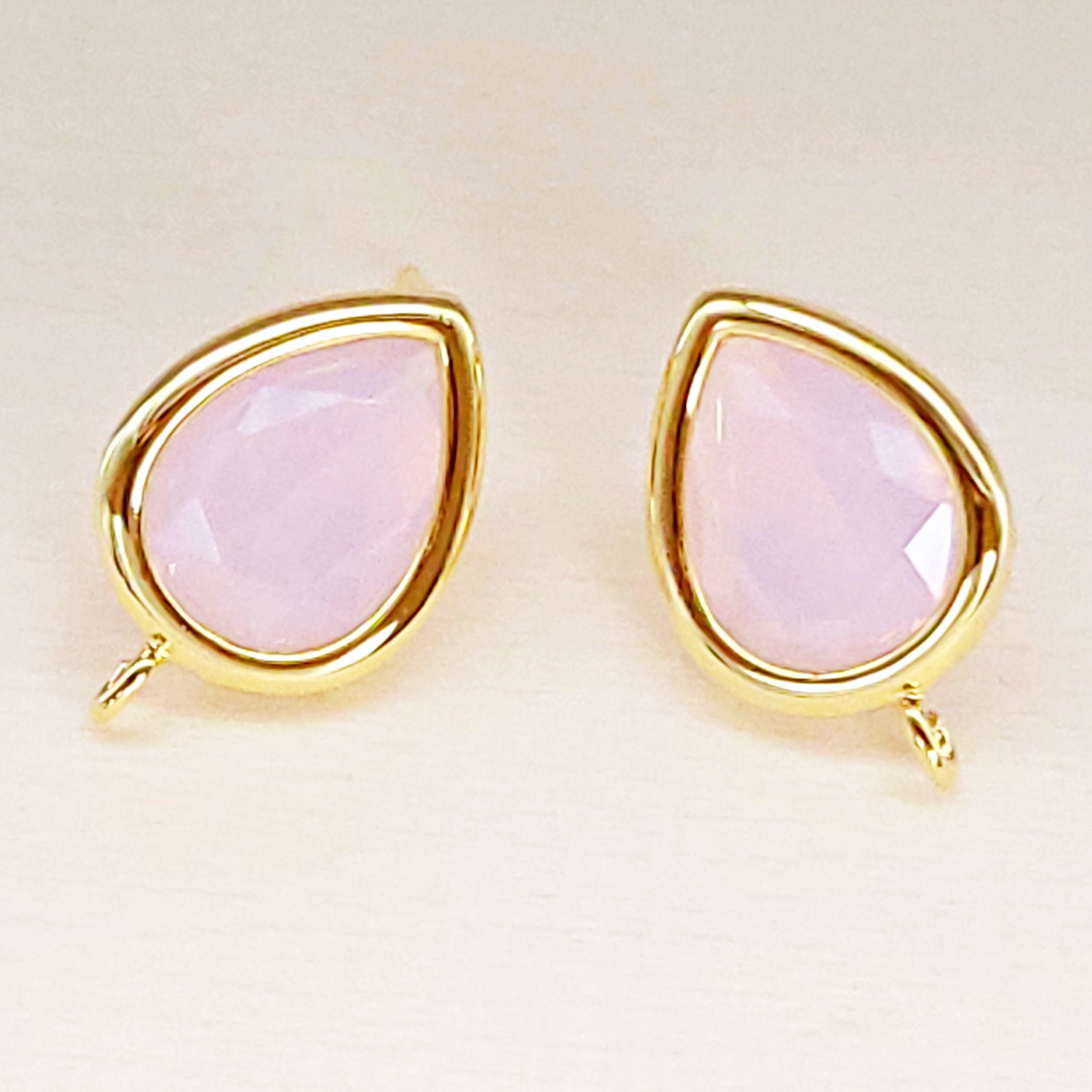 1 Pair (2 Pcs) Violet Opal Beautiful Long Glass Faceted