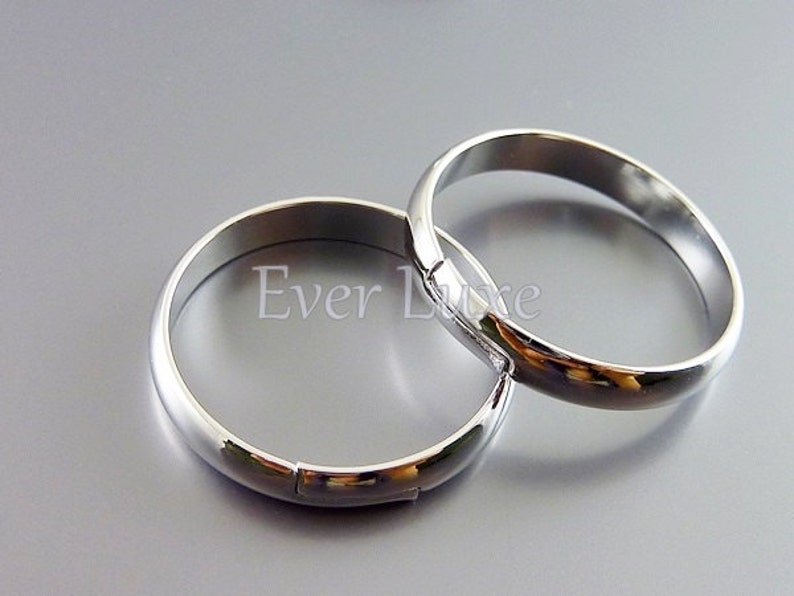 4 adjustable free size shiny rhodium silver plated brass rings, band rings, ring making, jewelry rings B091-BR 