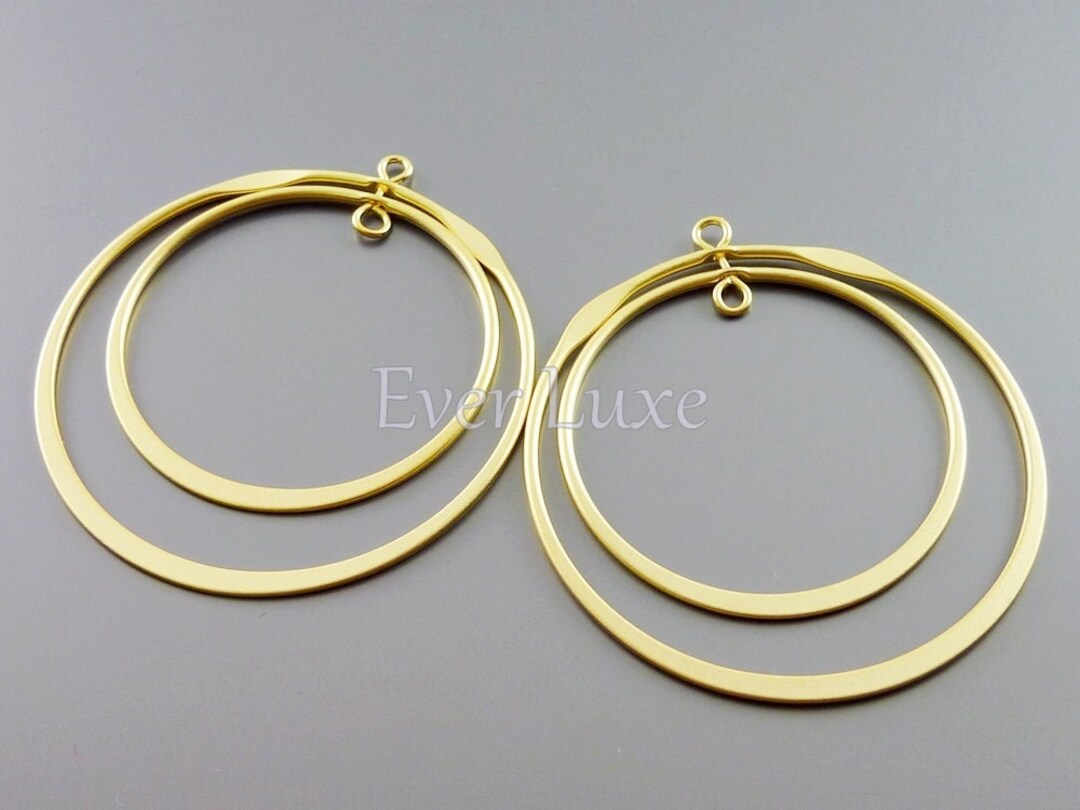 2 Pcs Simple Rotatable Double Circle Connectors, Unique Matte Gold