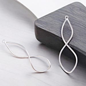 Matte Silver Infinity Spiral Pendant: Brass Helix Charm (2 pc)