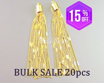 Shiny Gold Chain Tassels: 70mm Jewelry Pendants (20 pcs)
