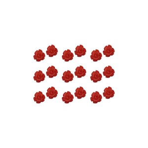 18 pcs TINY SMALL 6mm  Bright Red color rose flower resin cab cabochons 5053-BR
