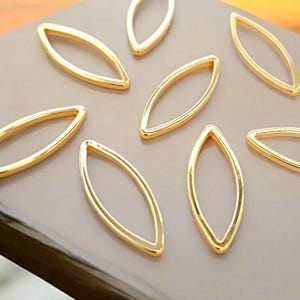 new 8 pcs geometric marquise shaped charms, marquise silhouette pendants, genuine gold plated brass findings 1016-BG-20