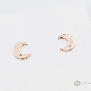 4 pcs / 2 pairs shiny rose gold 9mm crescent moon post earrings, 2023 moon stud earrings, moon jewelry E2139-BRG-9