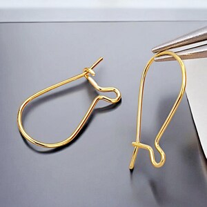 32 x 20 mm glänzende hochwertige 14K Vergoldete Kidney Ohrdrähte: Zarte DIY Schmuckzubehör
