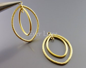 2pcs Modern high fashion double rotating marquise connectors for earrings and necklace / stardust and matte gold 1844-MG-2