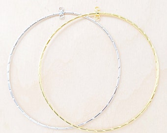 Choose Color 60mm 4pcs Extra Large textured circle hoop connectors in shiny gold/rhodium, frames, infinity rings, hoops, 2190-BG-60