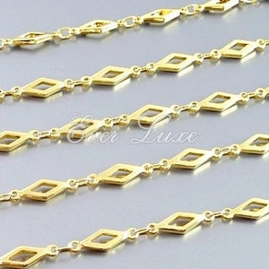 1-Foot Dazzling Design Shiny Gold Fancy Diamond Link Chain Elevate Your Creations with High-Quality Metal Chain Supplies, Design B114-BG image 5