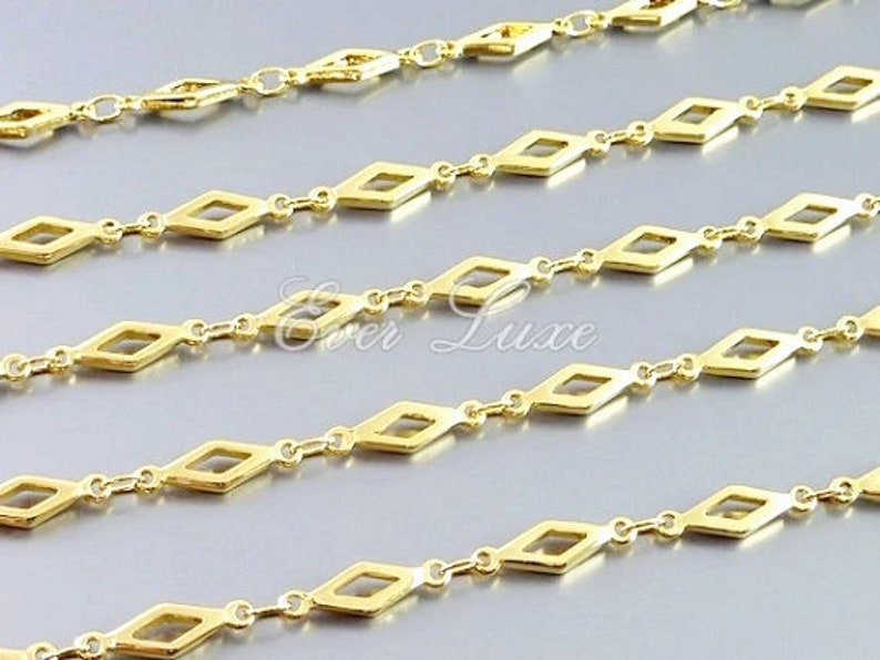 1-Foot Dazzling Design Shiny Gold Fancy Diamond Link Chain Elevate Your Creations with High-Quality Metal Chain Supplies, Design B114-BG image 5